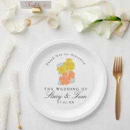 春のコスモス花の手描き結婚式 ペーパープレート