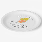 春のコスモス花の手描き結婚式 ペーパープレート (アングル)