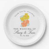 春のコスモス花の手描き結婚式 ペーパープレート (正面)
