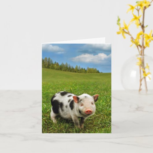 春のコブタ カード (黄色い花)