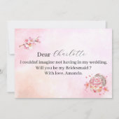 春のサクラの花とデザート ブライズメイドのパーソ 招待状 (裏面)