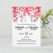 春のサンゴ色オーチッドの枝 花のウェディング 招待状 (スタンド正面)