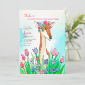 春のシカの誕生日のパーティの招待状 招待状 (スタンド正面)