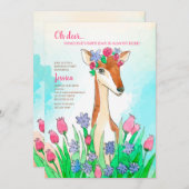 春のシカの誕生日のパーティの招待状 招待状 (正面/裏面)