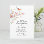 春のシンプルな手描き花のエレガントなウェディング 招待状 (スタンド正面)