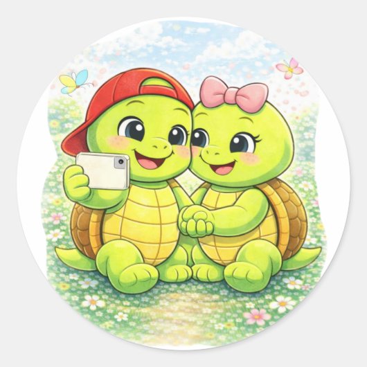 春のセルフィー ラウンドシール (正面)