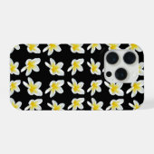 春のセレナーデ: 黒地に黄色いプルメリア iPhoneケース (裏面横)