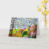 春のダンスの挨拶状 カード (黄色い花)