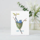 春のチャーム：愛らしい鳥の巣 ポストカード (スタンド正面)