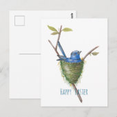 春のチャーム：愛らしい鳥の巣 ポストカード (正面/裏面)