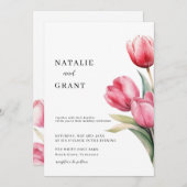 春のチューリップのウェディング 招待状 (正面/裏面)