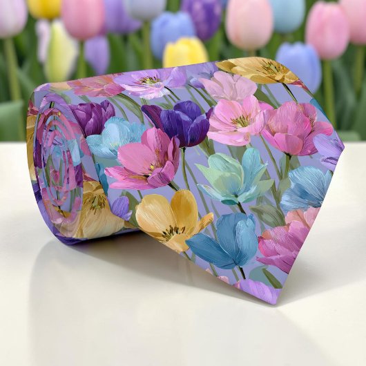 春のチューリップの花柄ネクタイ ネクタイ