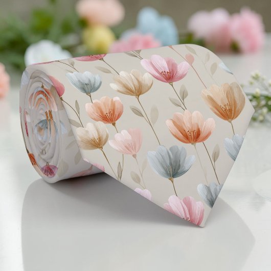 春のチューリップの花柄ネクタイ ネクタイ