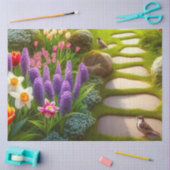 春のチューリップ水仙ヒヤシンス花柄ティッシュペーパー 薄葉紙 (クラフト)