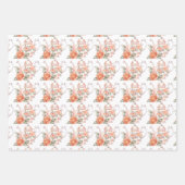 春のティーパーティー オレンジの湯飲みとバラ ラッピングペーパーシート (正面)