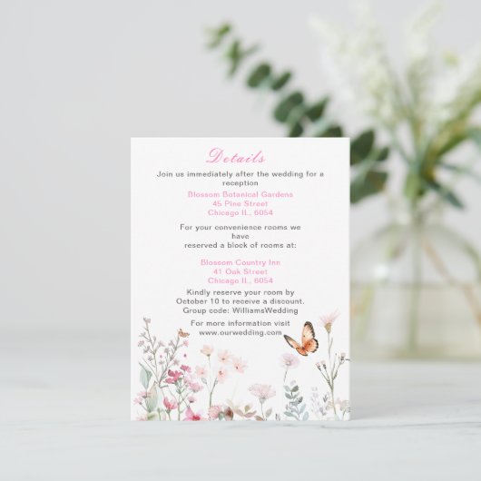 春のディープピンク蝶 花の結婚式 エンクロージャーカード (スタンド正面)