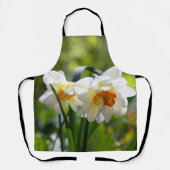 春のデイエプロンに大きな白い水仙 エプロン (正面)