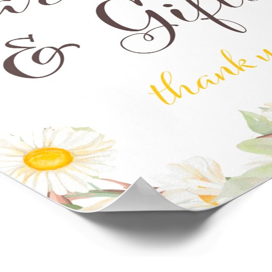 春のデイジーテーマのウェディング | ベビーシャワーサイン ポスター (角)