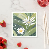 春のデイジー | 水彩 白い花の庭 スタンダードカクテルナプキン (インサイチュ)