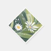 春のデイジー | 水彩 白 花園 スタンダードカクテルナプキン (角)