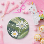 春のデイジー | 水彩 白 花園 ペーパープレート (パーティー)