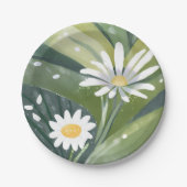 春のデイジー | 水彩 白 花園 ペーパープレート (正面)