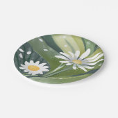 春のデイジー | 水彩 白 花園 ペーパープレート (アングル)