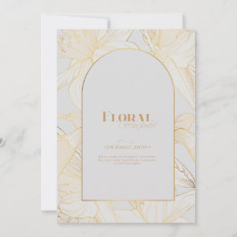 春のデンフィル草花のラインアート 招待状