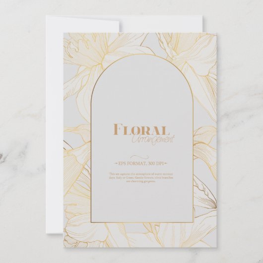 春のデンフィル草花のラインアート 招待状 (正面)