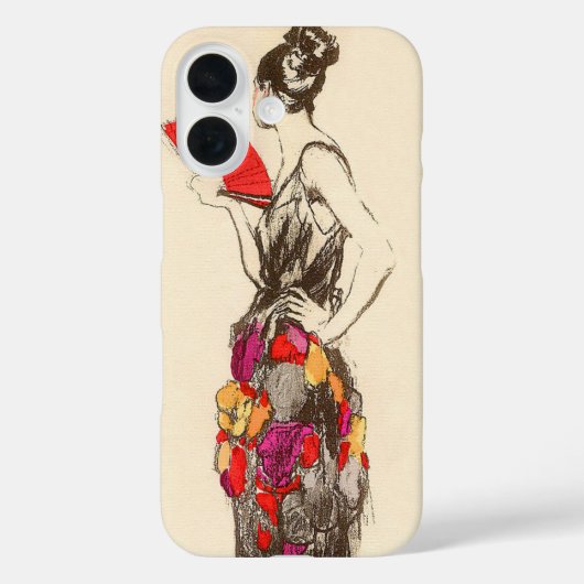 春のドレスを着たヴィンテージのファッションの女神 Case-Mate iPhoneケース (裏面)