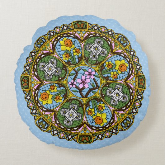 春のヌーボー円形クッション ラウンドクッション (正面)