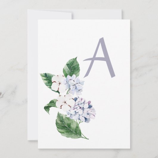 春のハイドランジア　アルファベットカスタマイズ可能 招待状 (正面)