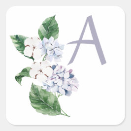 春のハイドランジア　文字カスタマイズ可能 スクエアシール