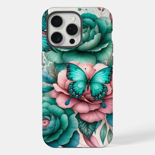 春のハーモニー:蝶と花 iPhoneケース (裏面)