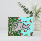 春のバニーが花の庭に ポストカード (スタンド正面)