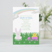 春のバニーのバースデーパーティ招待状 招待状 (スタンド正面)