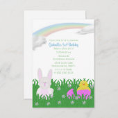 春のバニーのバースデーパーティ招待状 招待状 (正面/裏面)