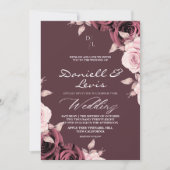 春のバラのブッシュ ⎮ Mauve ウェディング 招待状 (正面)