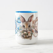 「春のバンニー」2トーンのセラミックマグカップ ツートーンマグカップ (中央)
