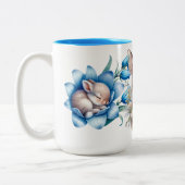 「春のバンニー」2トーンのセラミックマグカップ ツートーンマグカップ (左)