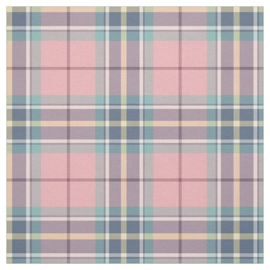 春のパステルピンク、青、水の格子縞 ファブリック (見本)