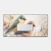 春のパステル スイート ラブ バード 桜 花 デスクマット (キーボード&マウス)