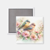 春のパステル スイート ラブ バード 桜 花 マグネット (正面/裏面)