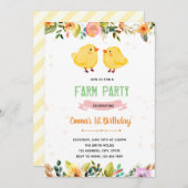 春のパーティー誕生日の招待 招待状 (正面/裏面)