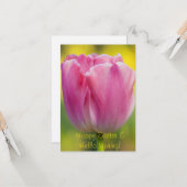 春のピンクのチューリップのグリーティングカード カード (正面/裏面インサイチュ)