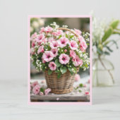 春のピンクのペチュニア パーソナライズ パーティー 招待状 (スタンド正面)