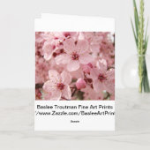 春のピンクの木の花の花の挨拶状 カード (裏面)