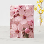 春のピンクの木の花の花の挨拶状 カード (黄色い花)