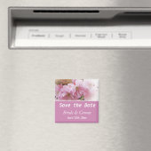 春のピンクの桜の結婚式延期通知 マグネット (インサイチュ (食洗機))