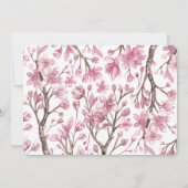 春のピンクの桜の花。花のブライズシャワー 招待状 (裏面)